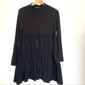 Nasty Gal Tiered Long Sleeve Top Size 6 Black